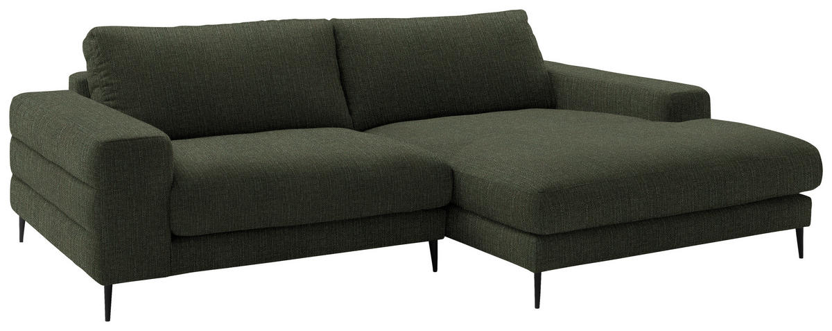 ECKSOFA in Flachgewebe Dunkelgrün  253/177 cm  - Dunkelgrün/Schwarz, Design, Textil/Metall (253/177cm) - Dieter Knoll