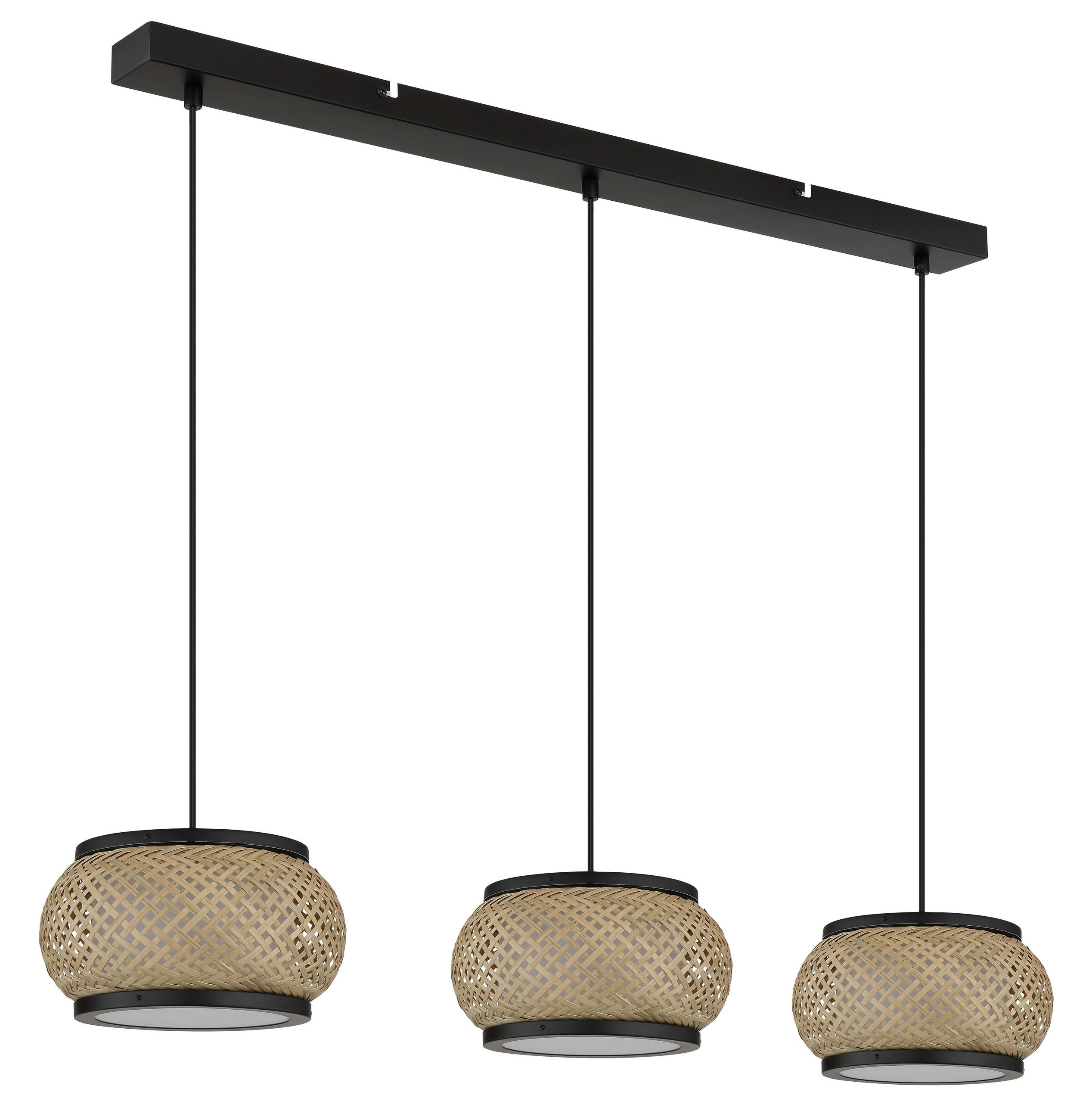 LED-HÄNGELEUCHTE 92/22/120 cm  - Schwarz/Naturfarben, Design, Holz/Kunststoff (92/22/120cm) - Globo