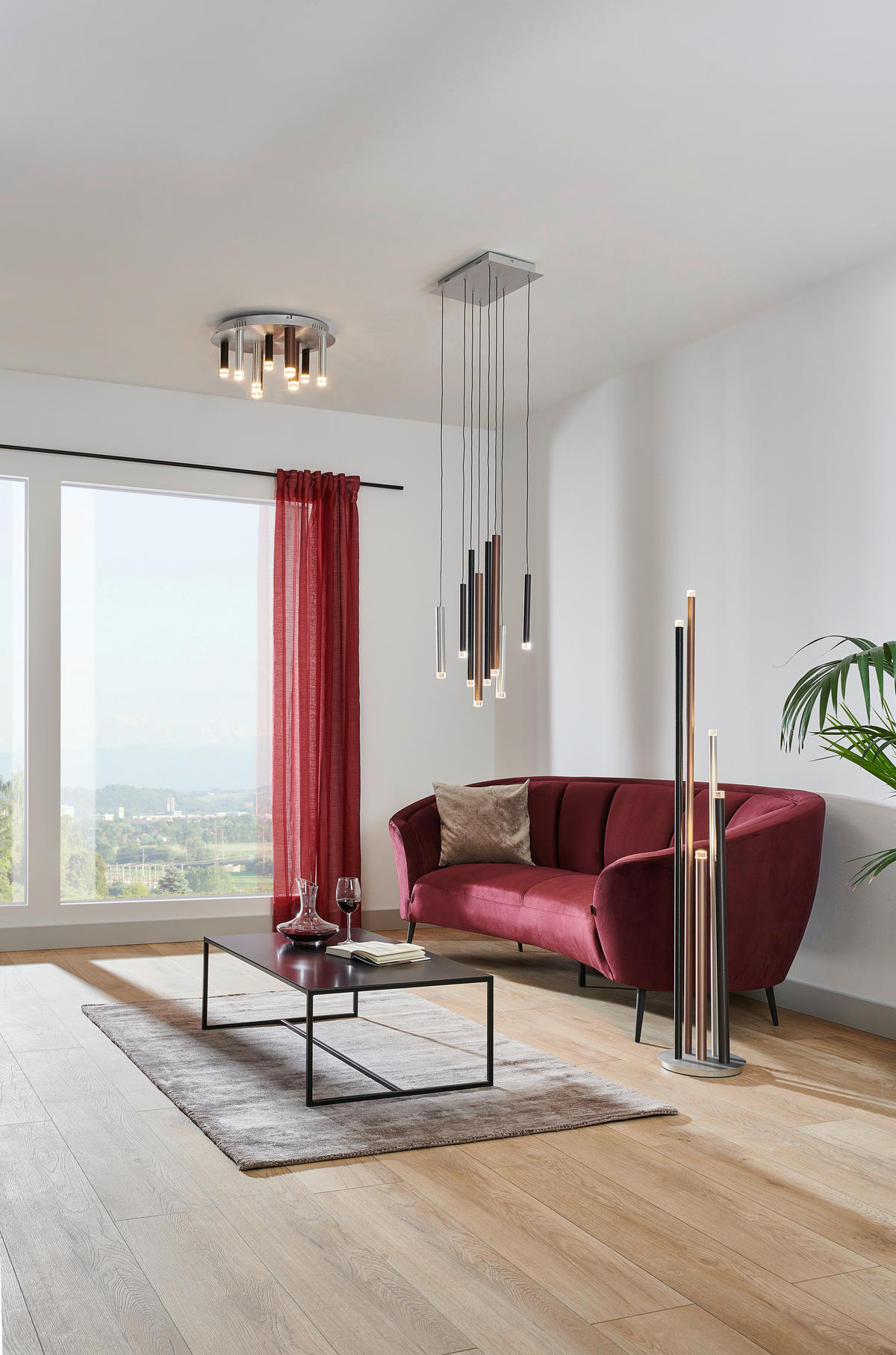 LED-HÄNGELEUCHTE 40/25/180 cm  - Schwarz/Alufarben, Design, Kunststoff/Metall (40/25/180cm) - Brilliant