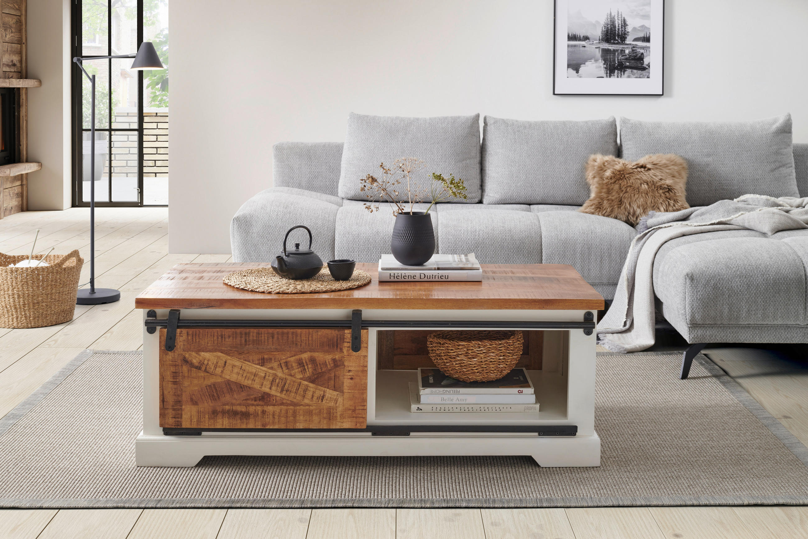 COUCHTISCH in Holz 60/120/45 cm - Schwarz/Weiß, LIFESTYLE, Holz (60/120/45cm) - MID.YOU