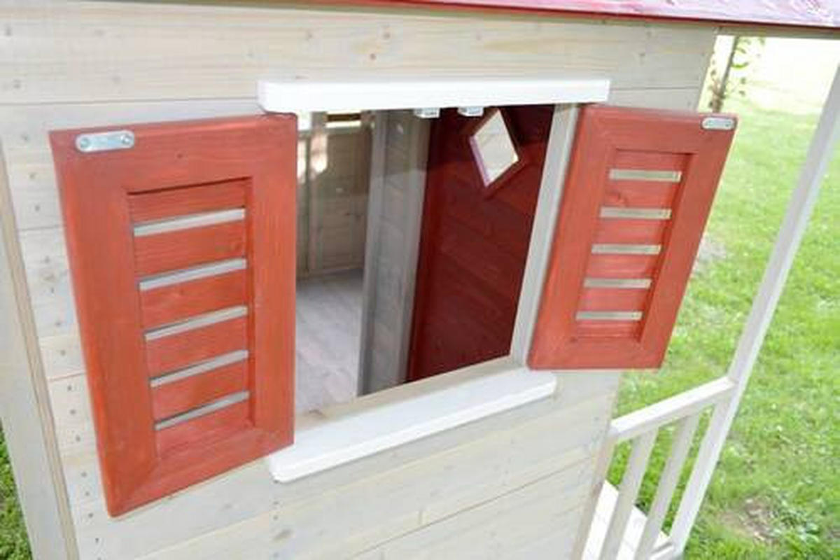 SPIELHAUS 155/168/120 cm  - Rot/Naturfarben, KONVENTIONELL, Holz (155/168/120cm) - Ambia Garden