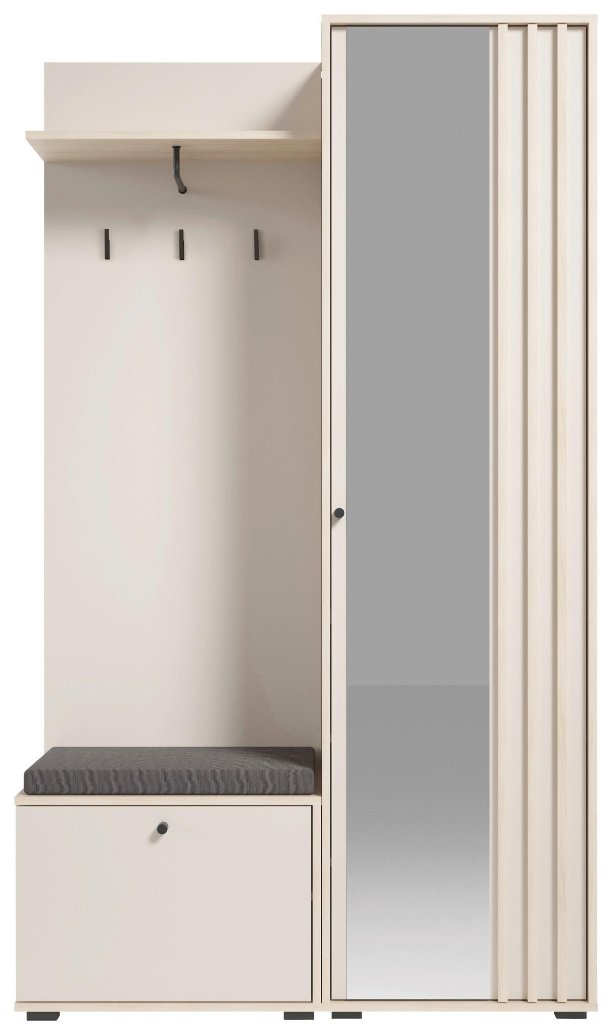 GARDEROBE 5-teilig  in 114/197/40 cm  - Kaschmir/Eichefarben, Design, Glas/Holzwerkstoff (114/197/40cm) - Xora