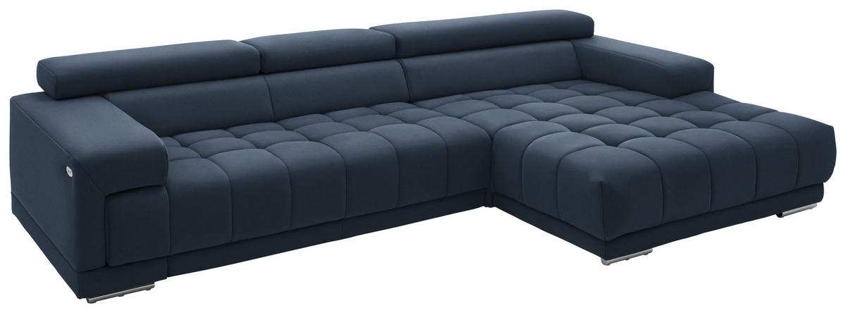 ECKSOFA  in Mikrofaser Blau  335/190 cm  - Blau/Silberfarben, Design, Textil/Metall (335/190cm) - Beldomo Speed