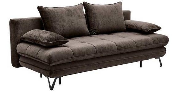 SCHLAFSOFA Samt Braun - Schwarz/Braun, Design, Textil/Metall (205/79-96/85cm) - Novel