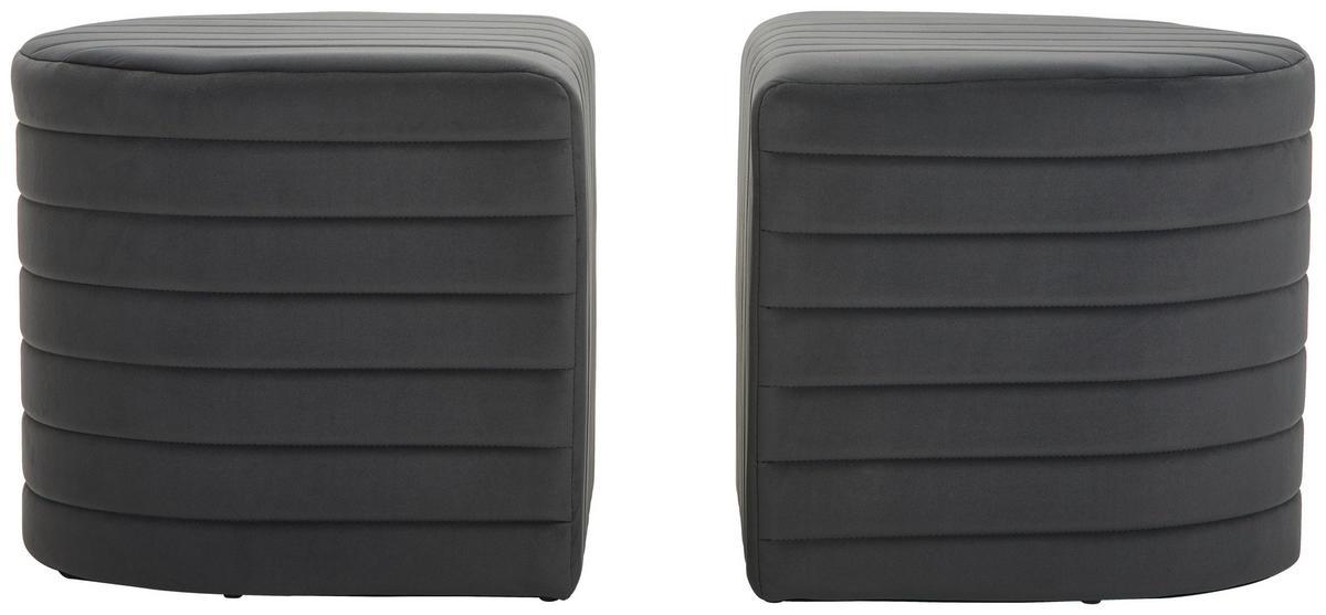 HOCKERBANK 50/50/44/44/50/50 cm Samt Dunkelgrau  - Dunkelgrau/Schwarz, Design, Textil (50/50/44/44/50/50cm) - MID.YOU