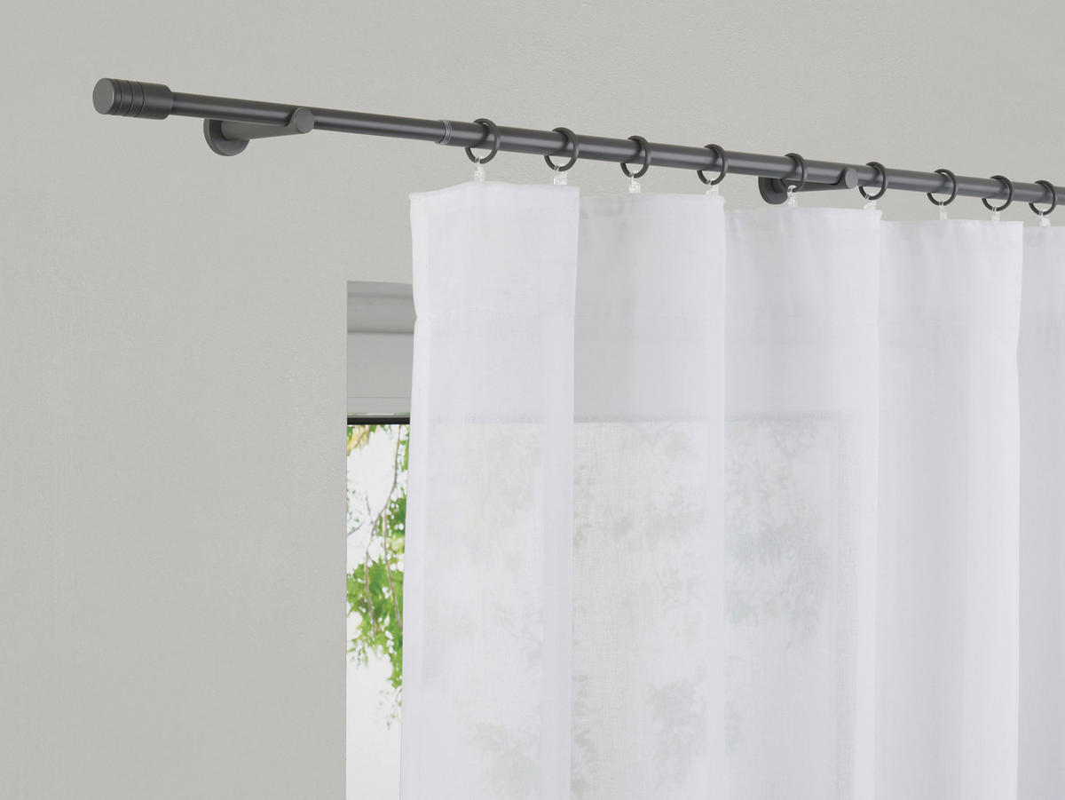 VORHANGSTANGENSET 120 cm  - Dunkelgrau, Basics, Metall (120cm)