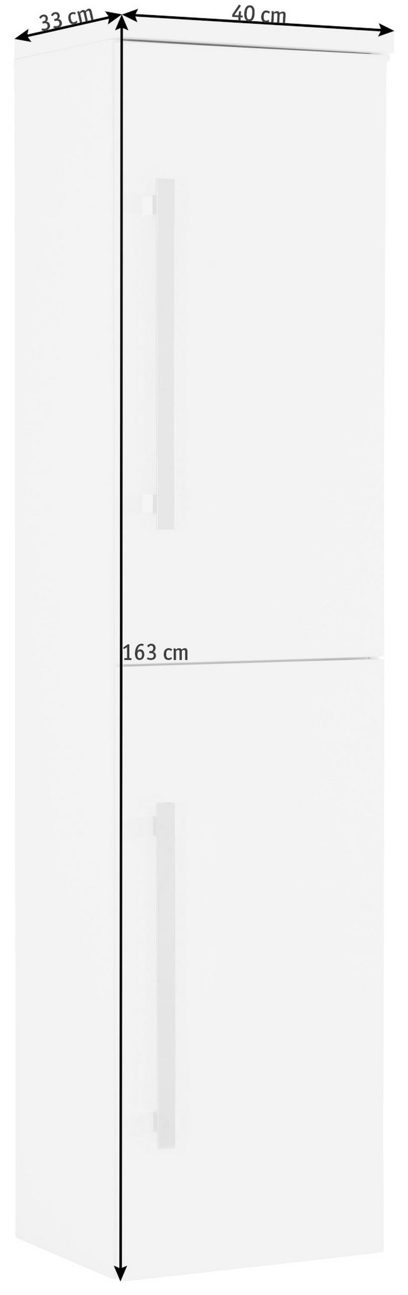 VYSOKÁ SKRINKA, biela, biela, 40/163/33 cm - biela/chrómová, Design, kov/kompozitné drevo (40/163/33cm) - Novel