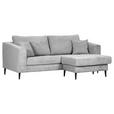 ECKSOFA Hellgrau Cord  - Hellgrau/Schwarz, KONVENTIONELL, Holz/Textil (212/155cm) - Carryhome