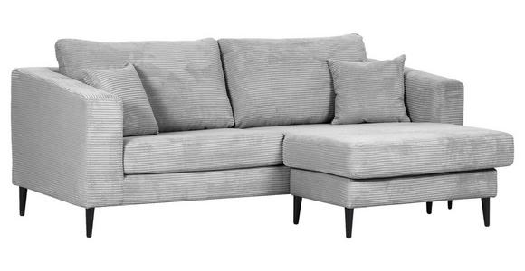 ECKSOFA Hellgrau Cord - Hellgrau/Schwarz, KONVENTIONELL, Holz/Textil (212/155cm) - Carryhome