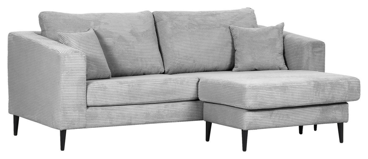 ECKSOFA in Cord Hellgrau  - Hellgrau/Schwarz, Konventionell, Holz/Textil (212/155cm) - Carryhome