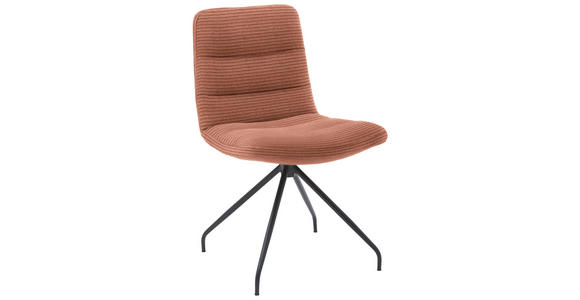 STUHL  in Cord Textil  - Rostfarben/Schwarz, Design, Textil/Metall (52/88/66cm) - Dieter Knoll