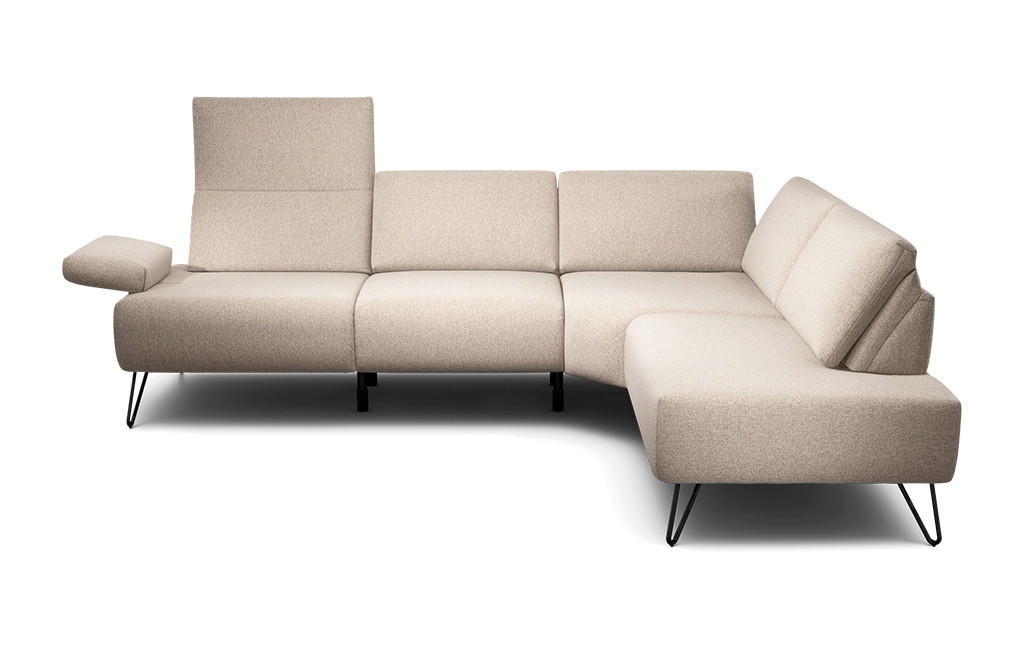 ECKSOFA Cosy Sandfarben Chenille  - Sandfarben/Schwarz, Design, Textil/Metall (248-263/193cm) - SENSOO