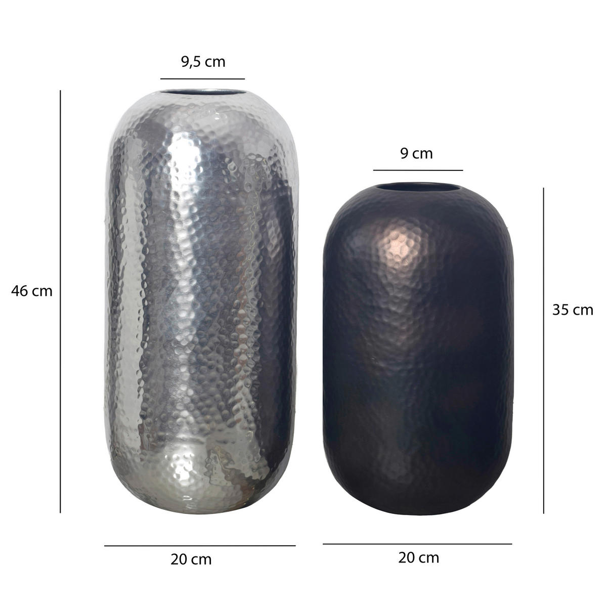 DEKOVASE  - Silberfarben, Design, Metall (20/46/20cm) - Livetastic