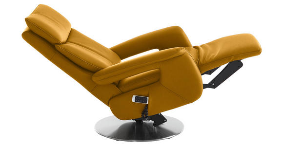 RELAXSESSEL in Leder Currygelb - Currygelb/Edelstahlfarben, Design, Leder/Metall (78/112/85cm) - Cantus