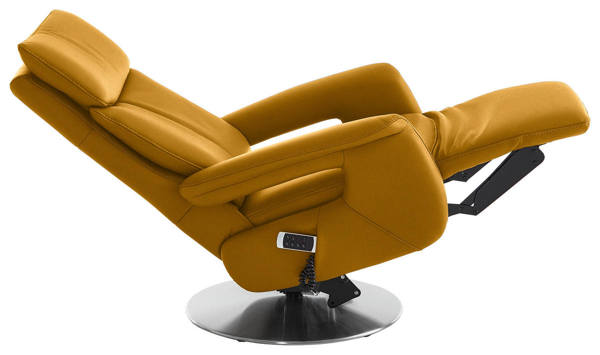 RELAXSESSEL in Leder Currygelb  - Currygelb/Edelstahlfarben, Design, Leder/Metall (78/112/85cm) - Cantus