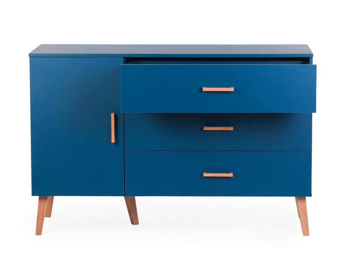 WICKELKOMMODE Bold Blue 2023 Naturfarben, Dunkelblau  - Dunkelblau/Naturfarben, Design, Holz/Holzwerkstoff (137/77/98cm) - Childhome