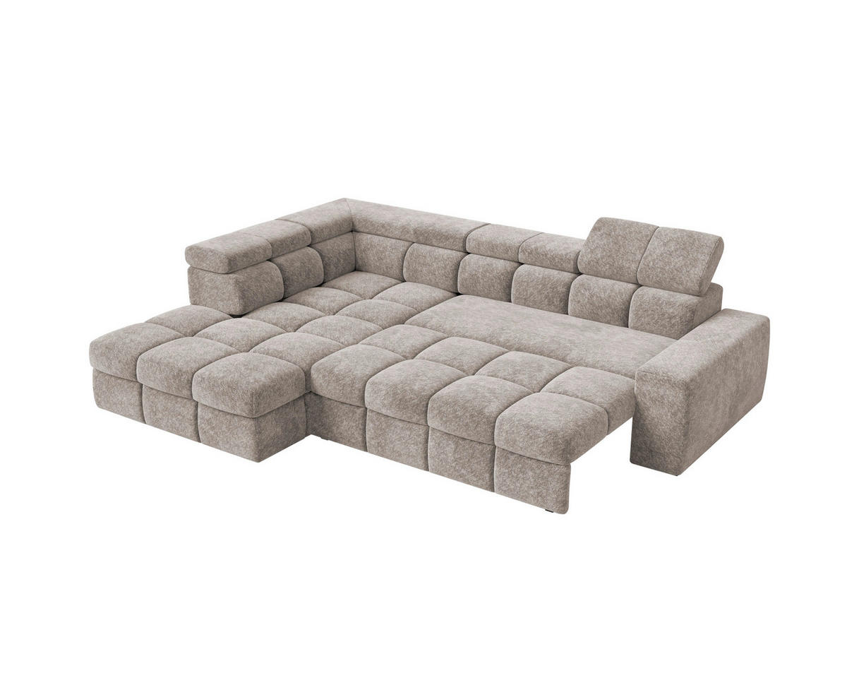 ECKSOFA  in Chenille Graubraun  - Graubraun/Schwarz, MODERN, Kunststoff/Textil (204/292cm) - Milino