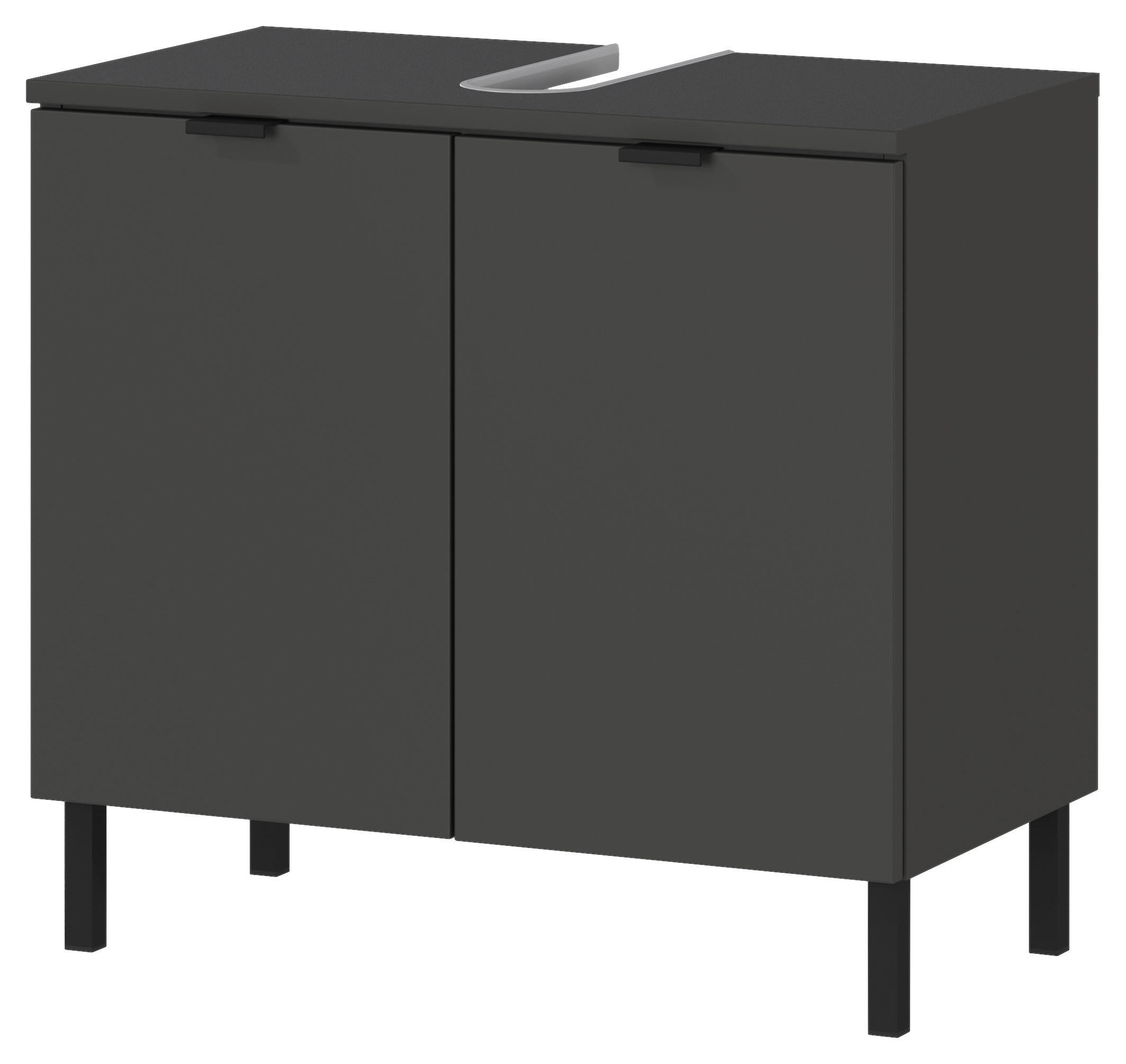 WASCHBECKENUNTERSCHRANK 60/56/34 cm  - Graphitfarben/Schwarz, MODERN, Holzwerkstoff/Metall (60/56/34cm) - Germania