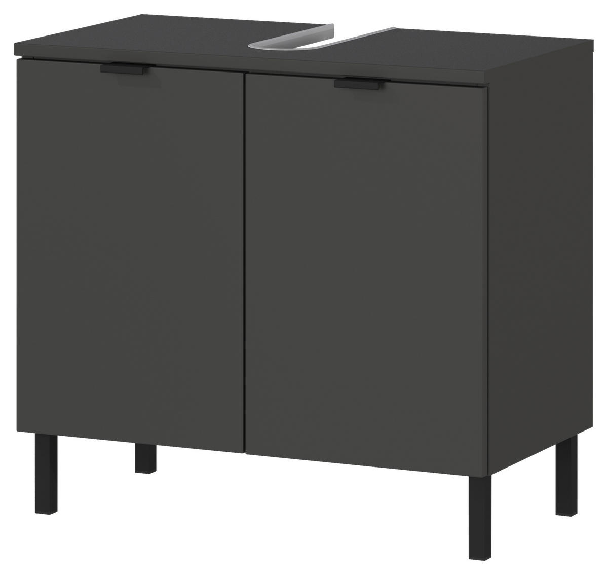 WASCHBECKENUNTERSCHRANK 60/56/34 cm  - Schwarz/Graphitfarben, MODERN, Holzwerkstoff/Metall (60/56/34cm) - Germania