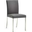 STUHL in Edelstahl Echtleder pigmentiert Metall, Leder - Edelstahlfarben/Grau, Design, Leder/Metall (47/94/63cm) - Moderano