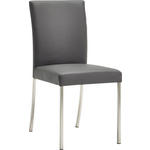 STUHL  in Edelstahl Echtleder pigmentiert Metall, Leder  - Edelstahlfarben/Grau, Design, Leder/Metall (47/94/63cm) - Moderano