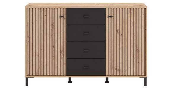 SIDEBOARD in 138/90/40 cm - Schwarz/Eiche Artisan, Basics, Holzwerkstoff/Kunststoff (138/90/40cm) - Carryhome