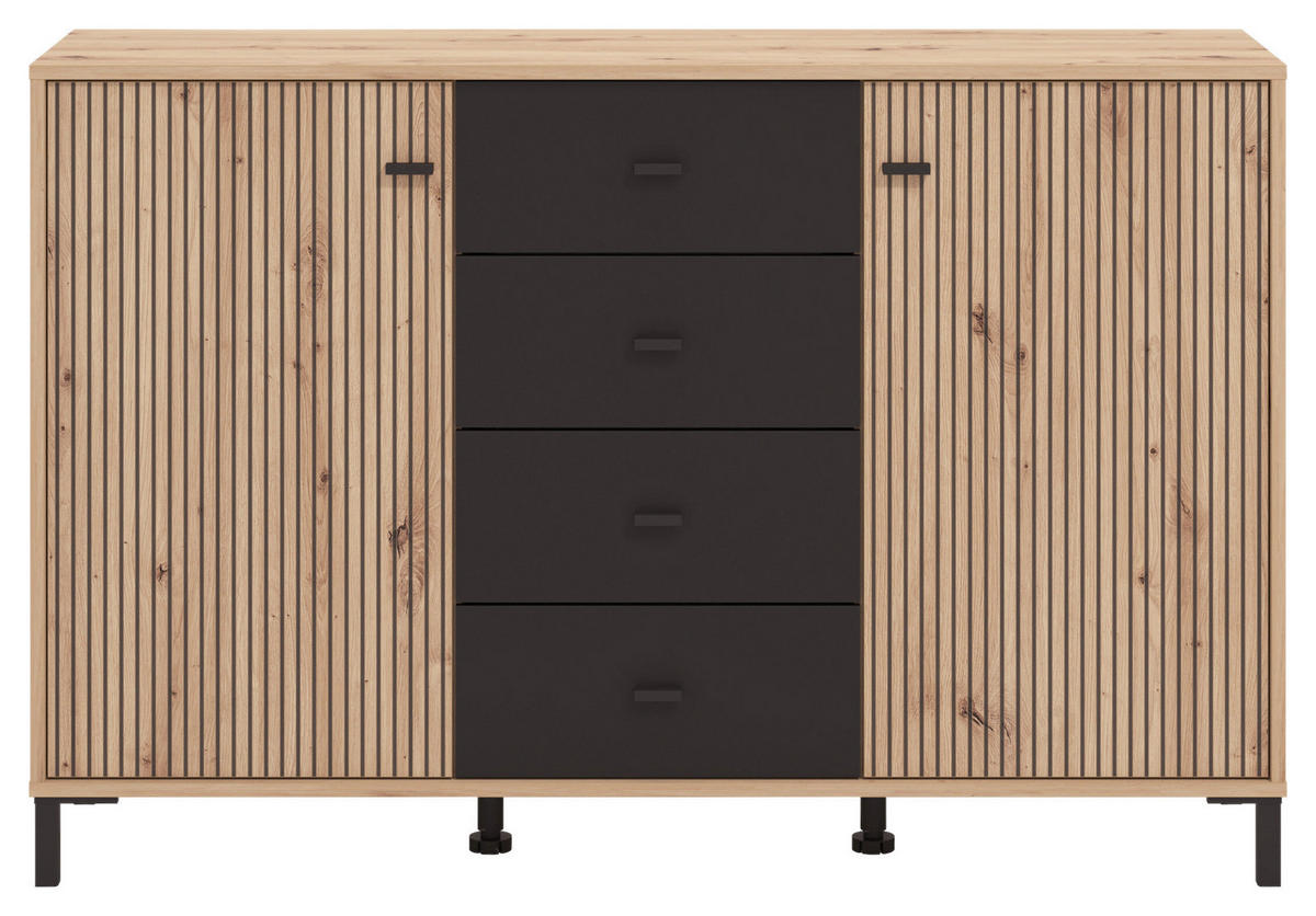 SIDEBOARD  in 138/90/40 cm  - Schwarz/Eiche Artisan, Basics, Holzwerkstoff/Kunststoff (138/90/40cm) - Carryhome
