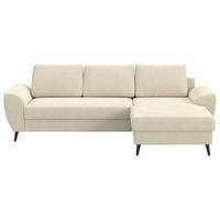 ECKSOFA Cord Beige  - Beige/Schwarz, Trend, Textil/Metall (255/154cm) - MID.YOU