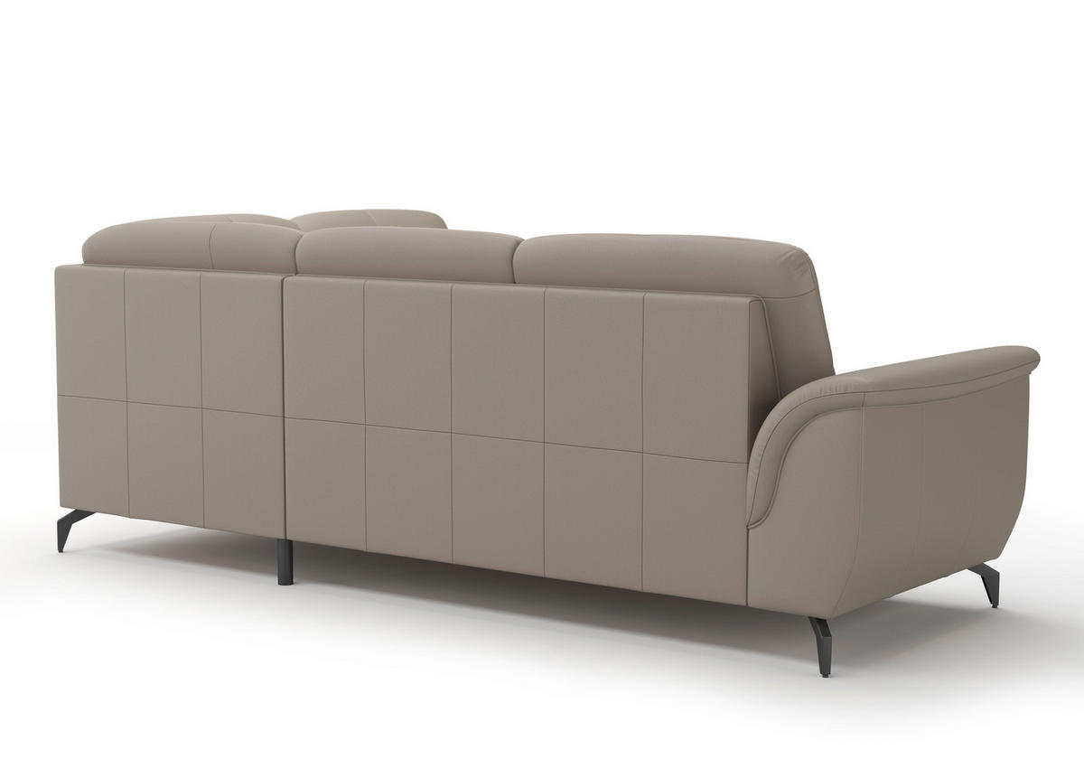 ECKSOFA in Echtleder Grau  244/212 cm  - Schwarz/Grau, MODERN, Leder/Metall (244/212cm) - Sit & More