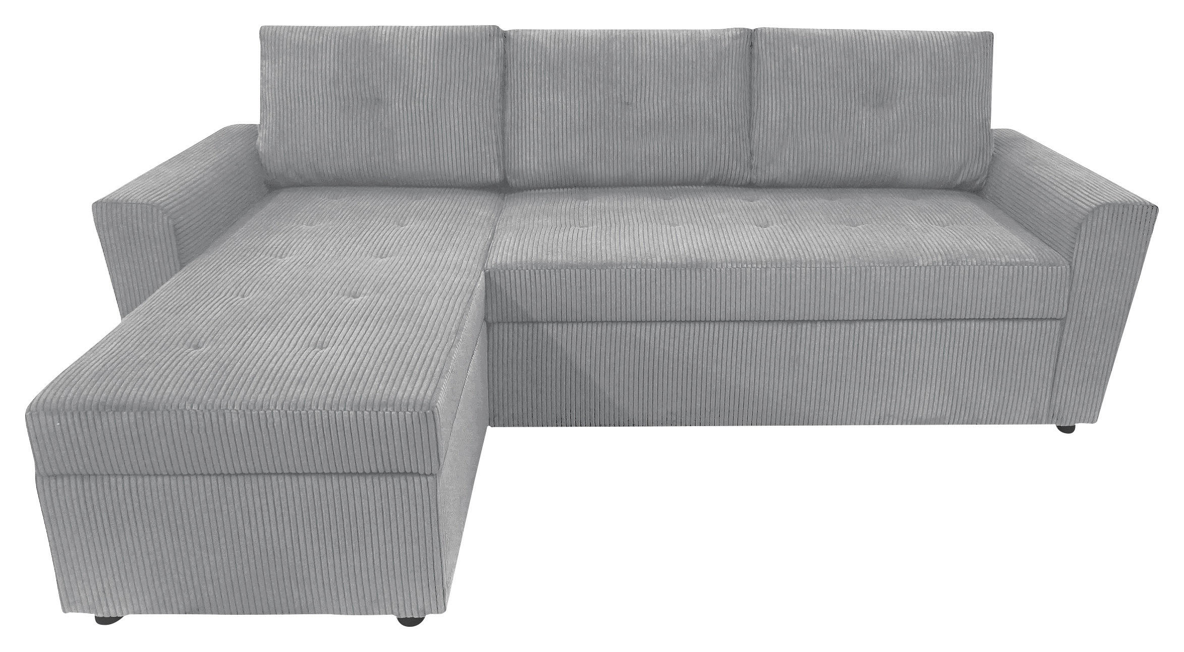 ECKSOFA in Cord Hellgrau 155/231 cm - Hellgrau/Schwarz, Design, Kunststoff/Textil (155/231cm) - MID.YOU