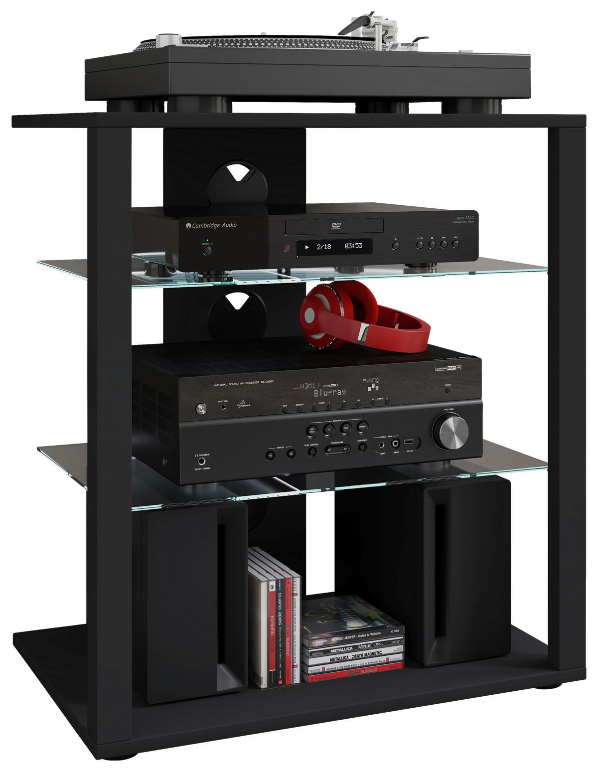 TV-RACK - Schwarz, Basics, Holzwerkstoff/Kunststoff (60/70/41cm) - MID.YOU