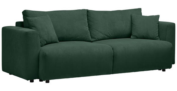 SCHLAFSOFA Cord Dunkelgrün Zierkissen, Rückenkissen, Bettkasten, Schlaffunktion, Rücken echt  - Dunkelgrün/Schwarz, Design, Kunststoff/Textil (250/92/105cm) - Carryhome
