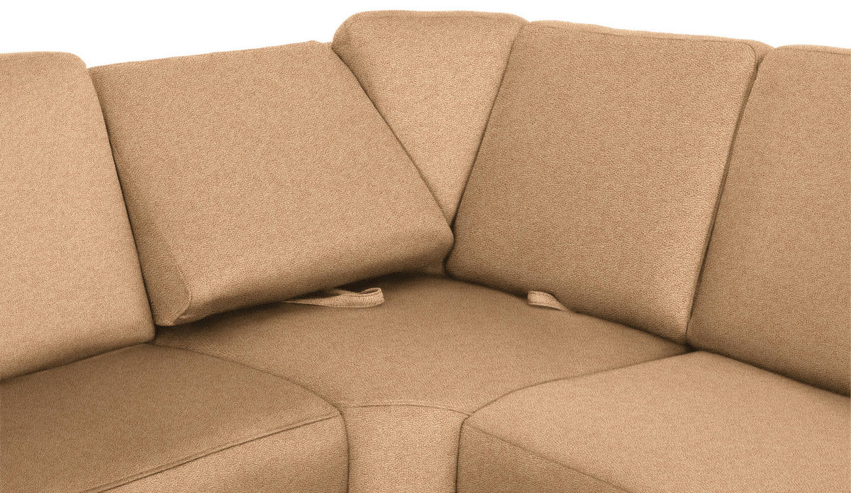 WOHNLANDSCHAFT Hellbraun Flachgewebe  - Chromfarben/Hellbraun, KONVENTIONELL, Textil/Metall (163/336/240cm) - Beldomo System