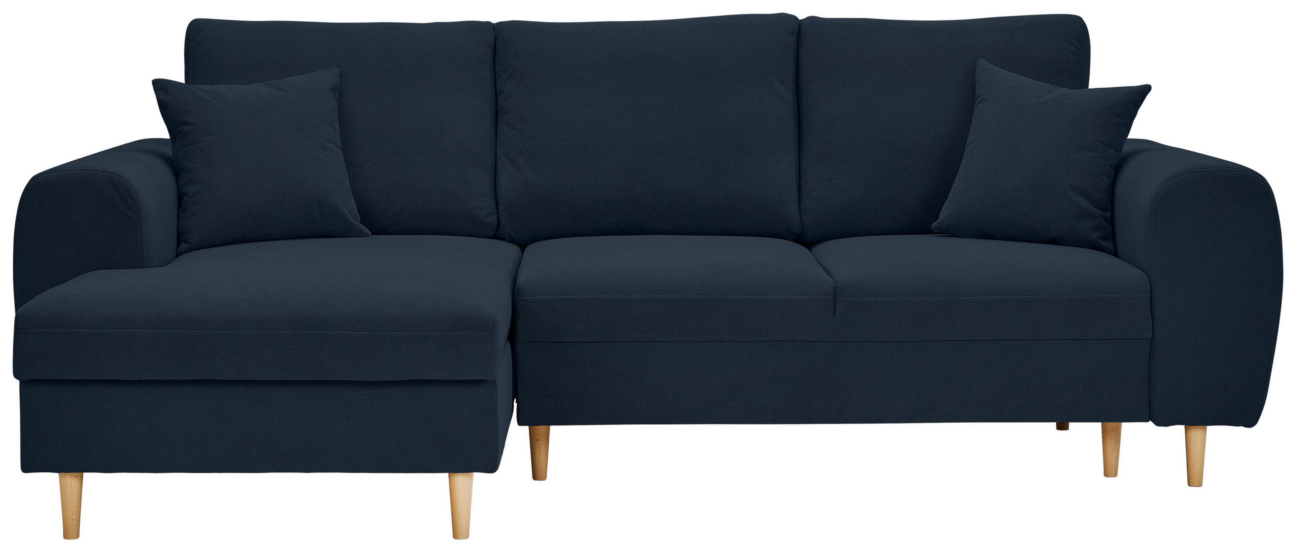ECKSOFA Dunkelblau Webstoff  - Naturfarben/Dunkelblau, KONVENTIONELL, Holz/Textil (145/240cm) - Carryhome