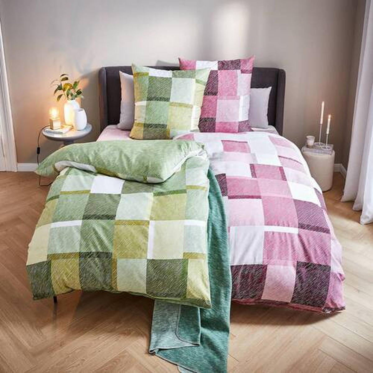 WENDEBETTWÄSCHE Satin 135/200 cm  - Grün, Design, Textil (135/200cm) - Bio:Vio