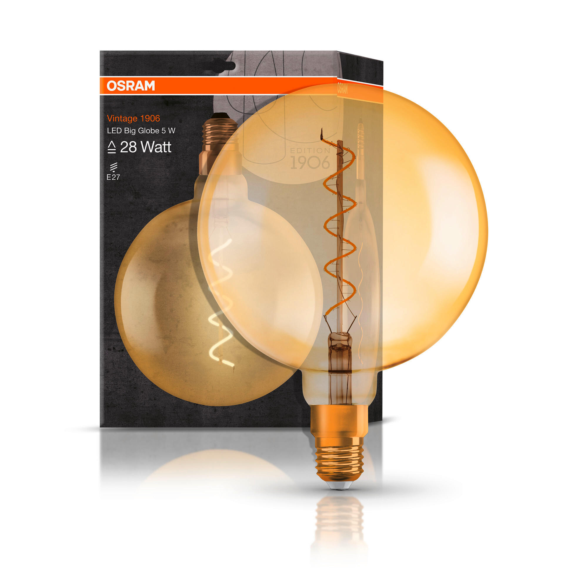 LED-LEUCHTMITTEL   E27 4 W 300 lm  - Goldfarben, Basics, Glas (20/28,7cm) - Osram