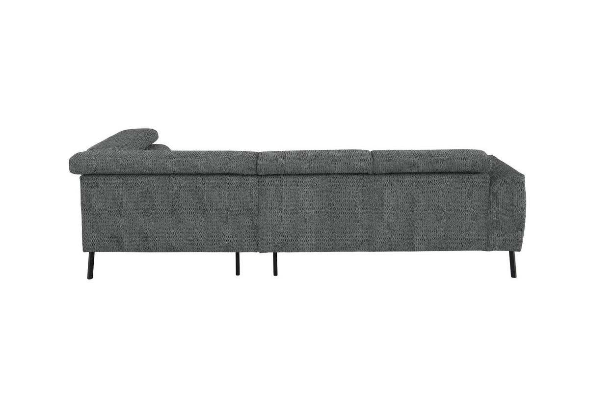 ECKSOFA in Webstoff Dunkelgrau  - Dunkelgrau/Schwarz, Design, Textil/Metall (280/205cm) - MID.YOU