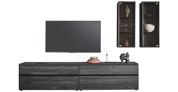 WOHNWAND in Anthrazit 308/204/49 cm - Anthrazit/Schwarz, Design, Glas/Holz (308/204/49cm) - Johann Jakob