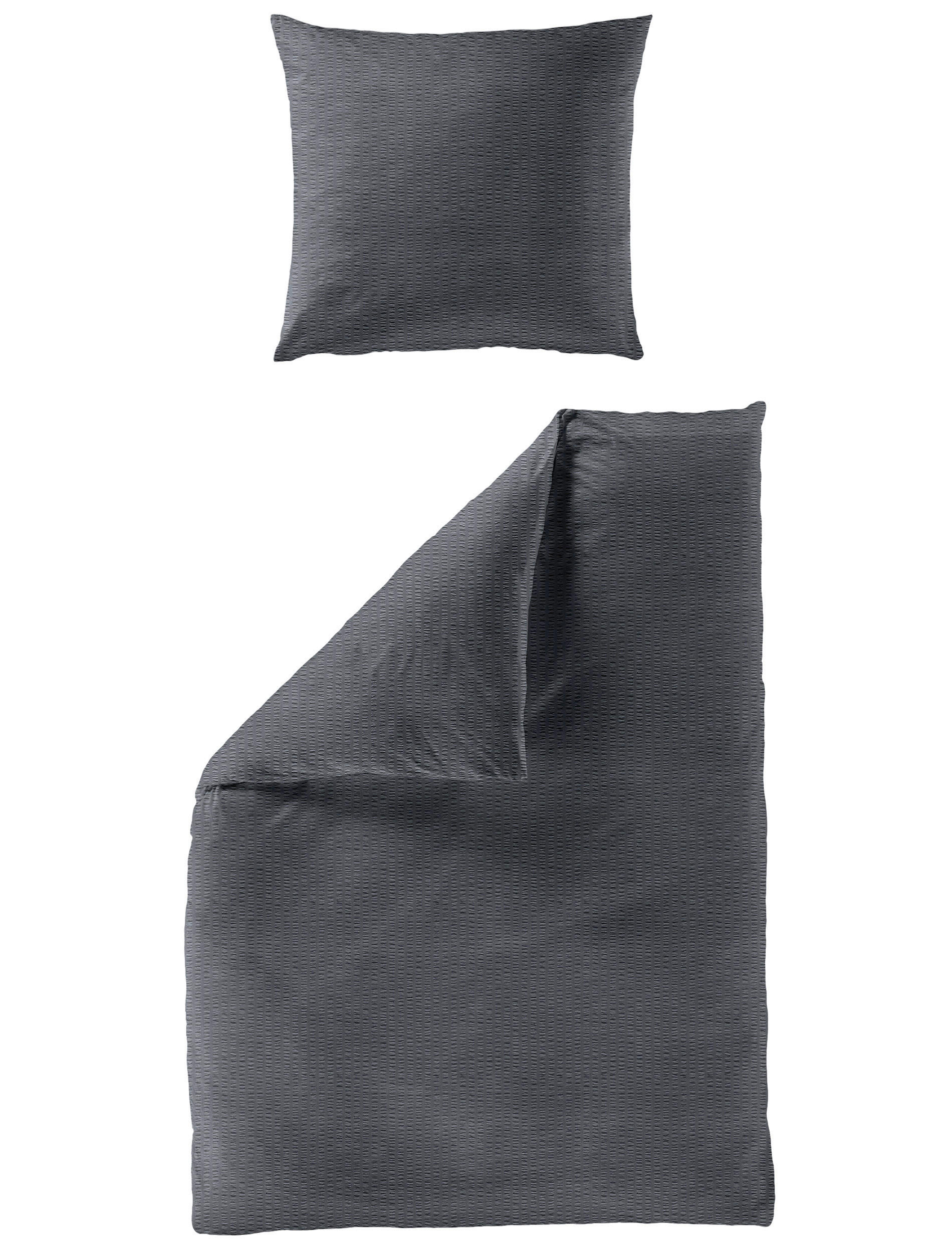 BETTWÄSCHE Seersucker 240/220 cm  - Dunkelgrau, Basics, Textil (240/220cm) - Bierbaum