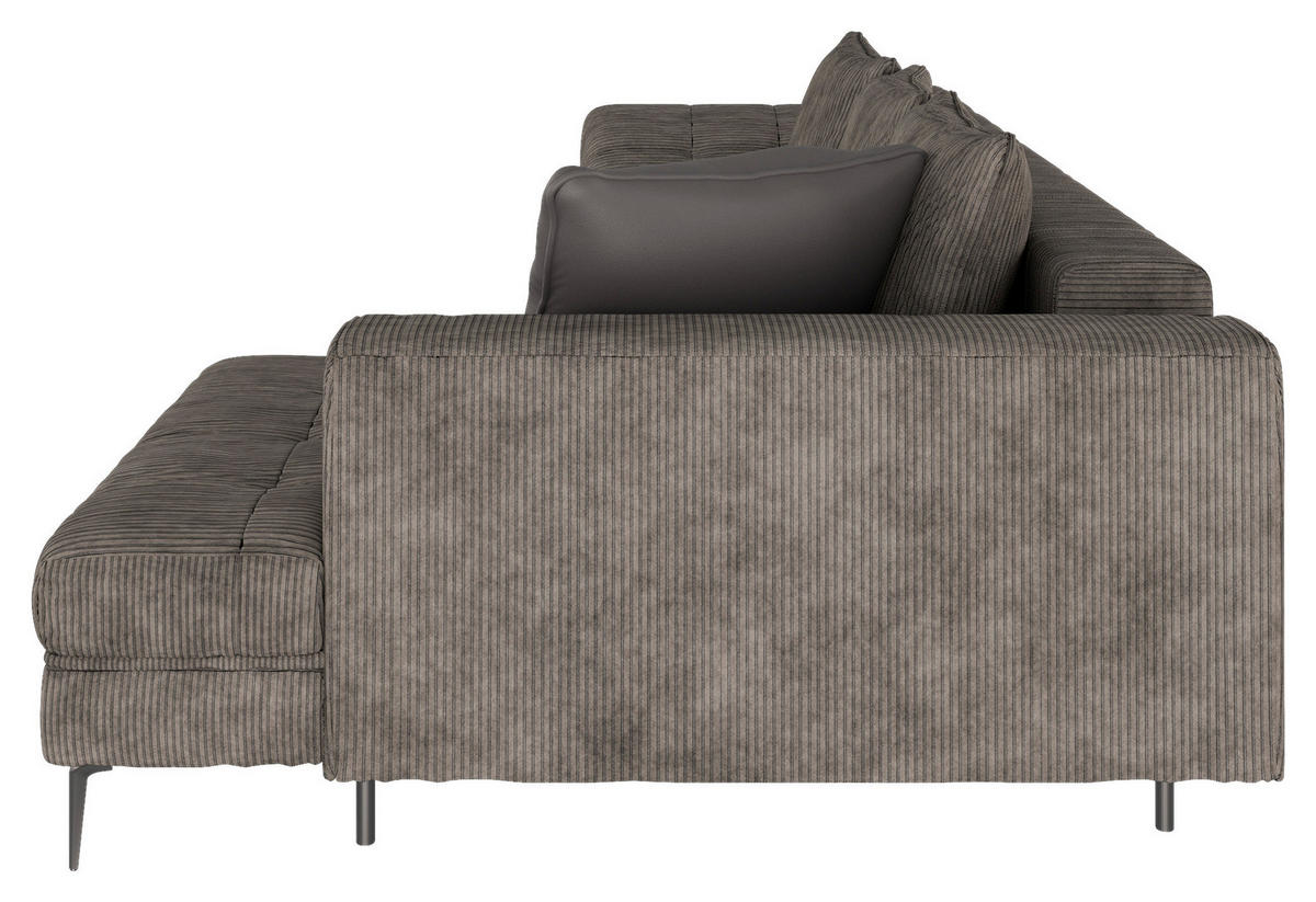 ECKSOFA Braun Cord  - Schwarz/Braun, Design, Kunststoff/Textil (177/276cm) - MID.YOU