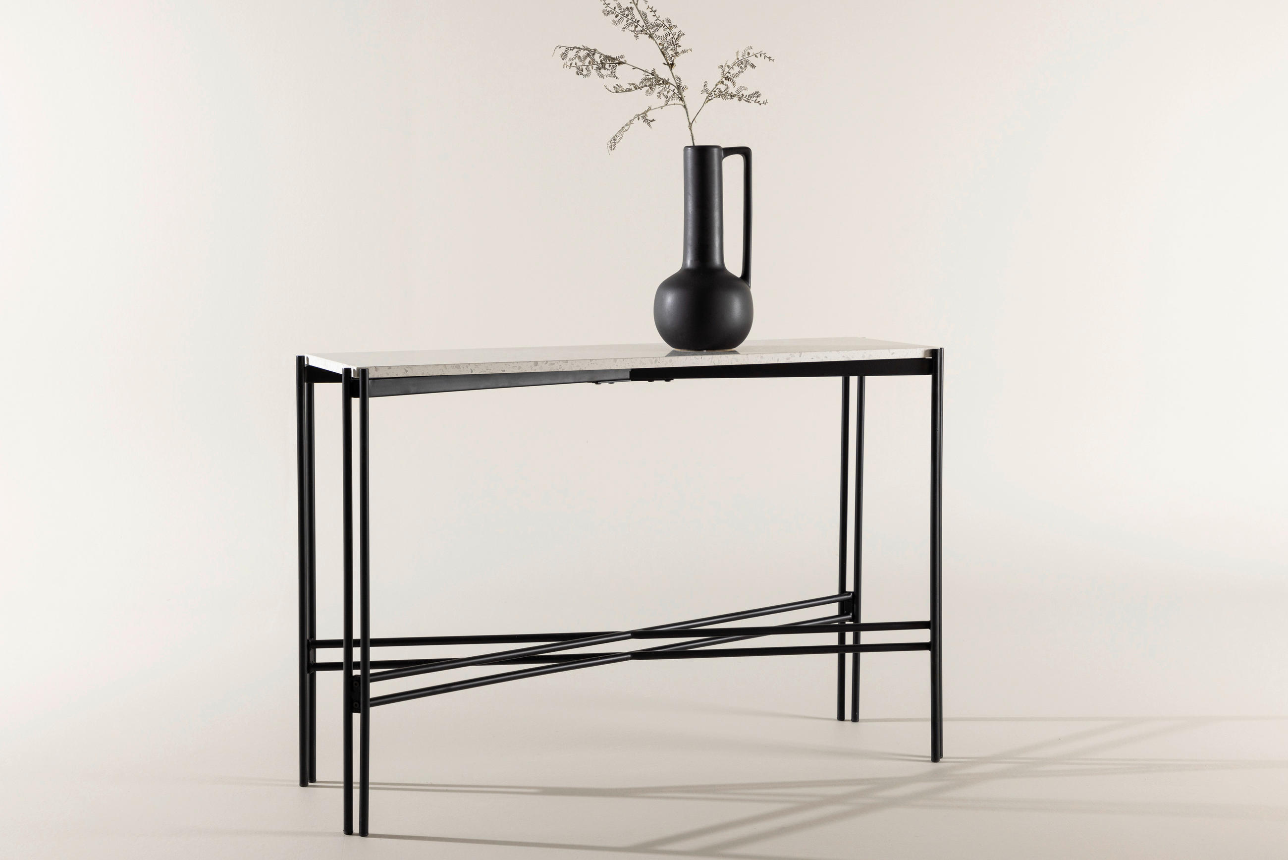 SIDOBORD i metall, sten 110/30/75 cm  - vit/svart, Design, metall/sten (110/30/75cm) - Livetastic