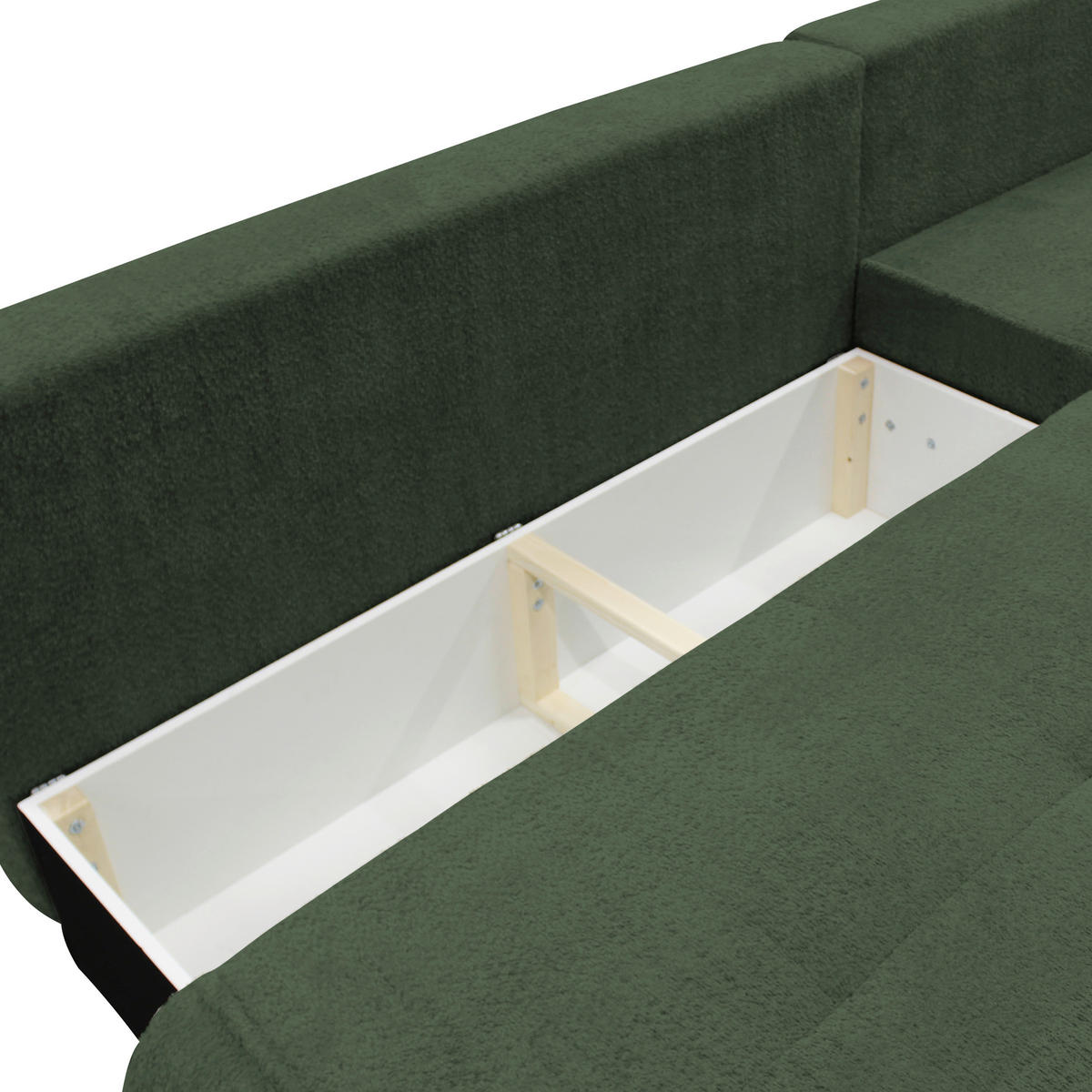 ECKSOFA  PAROS Dunkelgrün Bouclé  - Dunkelgrün/Schwarz, Design, Kunststoff/Textil (277/179cm) - MID.YOU