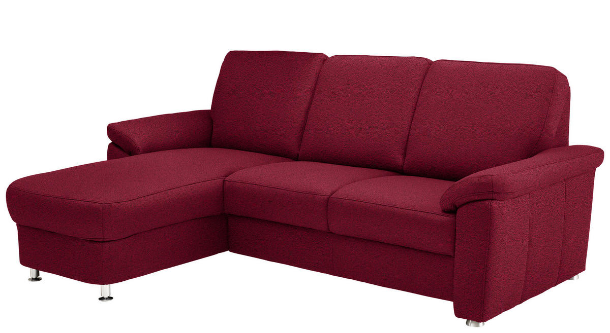 ECKSOFA in Flachgewebe Weinrot  - Chromfarben/Weinrot, Konventionell, Textil/Metall (163/220cm) - Beldomo System