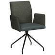 ARMLEHNSTUHL  , Typenauswahl, Sitzfläche 360° drehbar  , Webstoff, Mikrofaser  ,  - Schwarz/Grau, Design, Textil/Metall (60/91/60cm) - Moderano