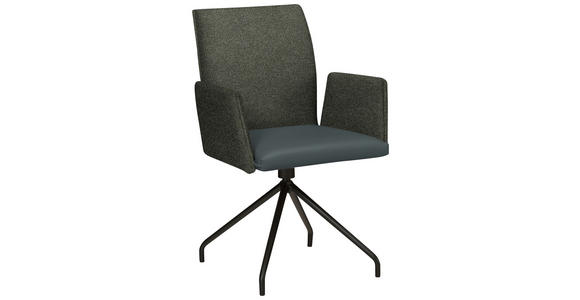 ARMLEHNSTUHL  , Typenauswahl, Sitzfläche 360° drehbar  , Webstoff, Mikrofaser  ,  - Schwarz/Grau, Design, Textil/Metall (60/91/60cm) - Moderano
