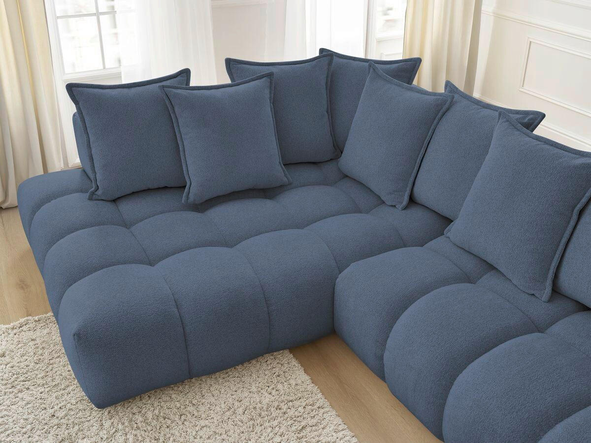 ECKSOFA Ottomane links  EVEREST Dunkelblau Flachgewebe  - Schwarz/Dunkelblau, MODERN, Kunststoff/Textil (210/352cm)
