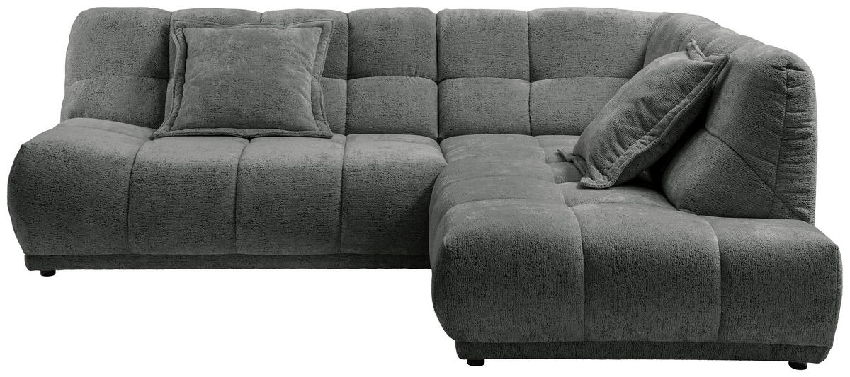 ECKSOFA Chenille Anthrazit  - Anthrazit/Schwarz, Modern, Kunststoff/Textil (254/203cm) - Livetastic