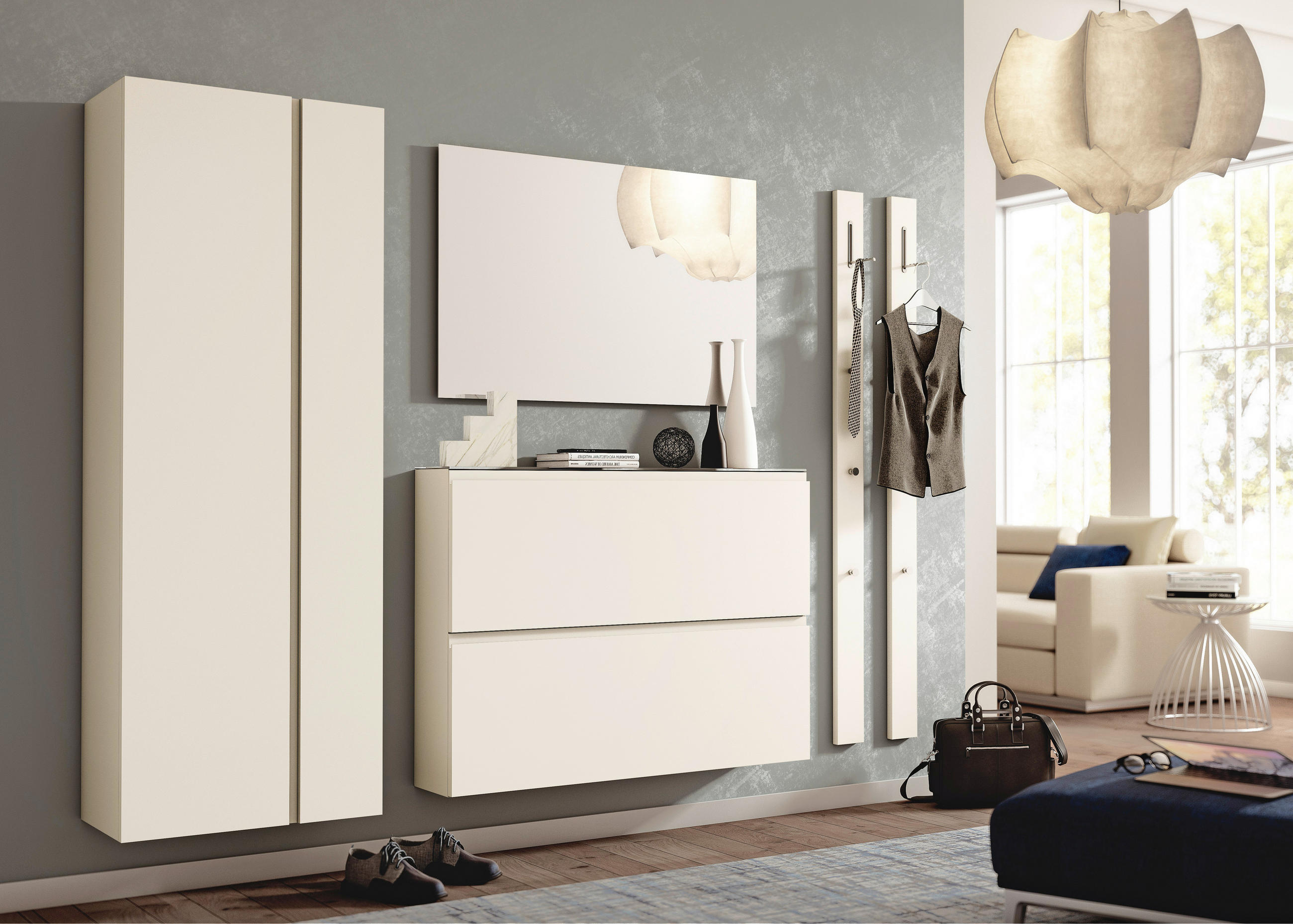 GARDEROBE Sandfarben - Sandfarben, Design, Glas (220/185/33cm) - Moderano