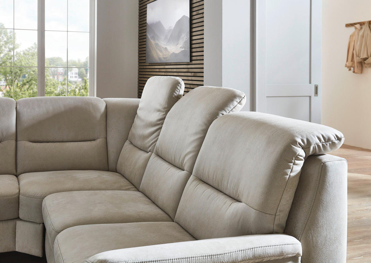 ECKSOFA Mikrofaser Hellgrau  - Eiche Bianco/Hellgrau, Konventionell, Holz/Textil (303/245cm) - Beldomo Comfort