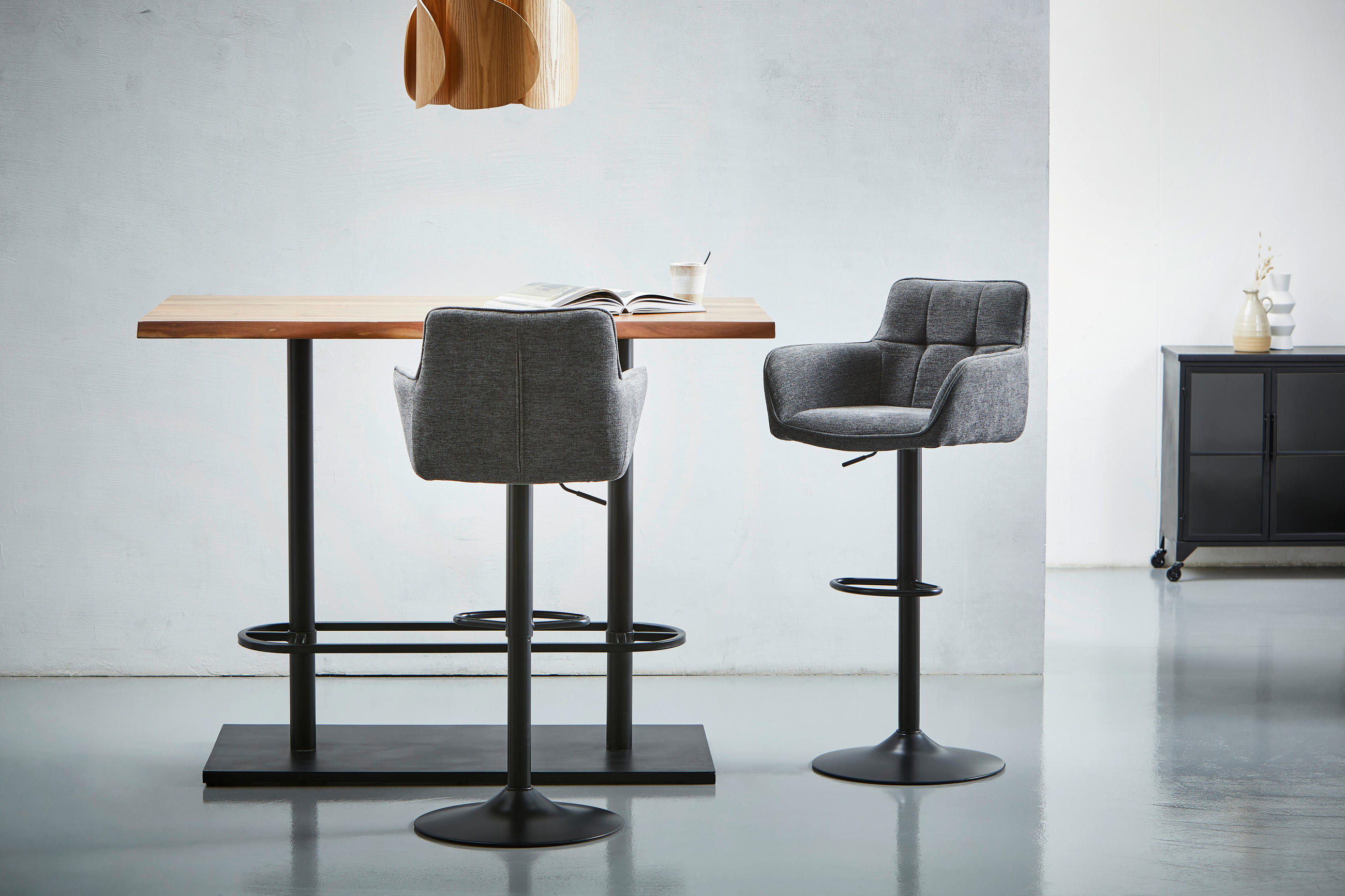 BARHOCKER in Metall, Textil Grau, Schwarz - Schwarz/Grau, MODERN, Textil/Metall (54,5/111,5/51,5cm) - Livetastic